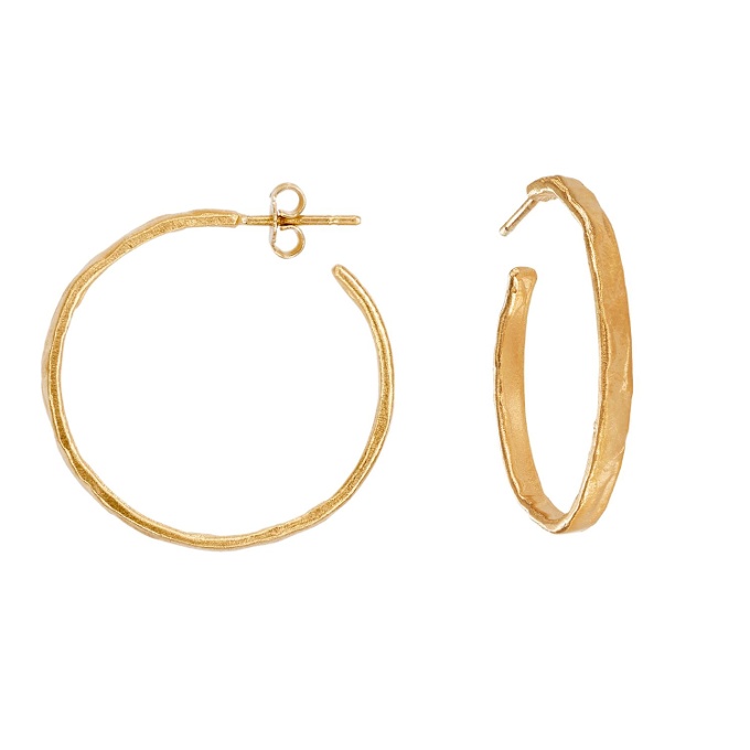 ORECCHINI ESTERGOLD GOLD Di Joidart - Cerchi Aperti Ovale In Metallo Placcato Oro 24kt, Finitura Satinata, Disegno Artistico