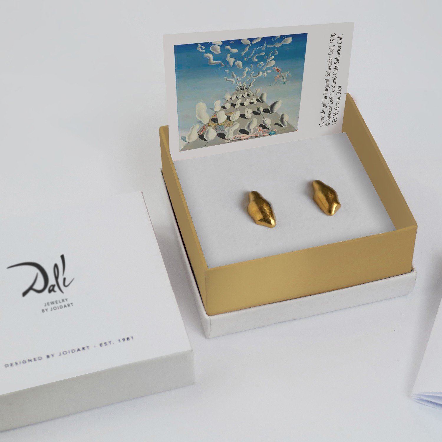PENDIENTES DORADOS DALÍ, JEWELRY BY JOIDART, FORMAS BLANDAS