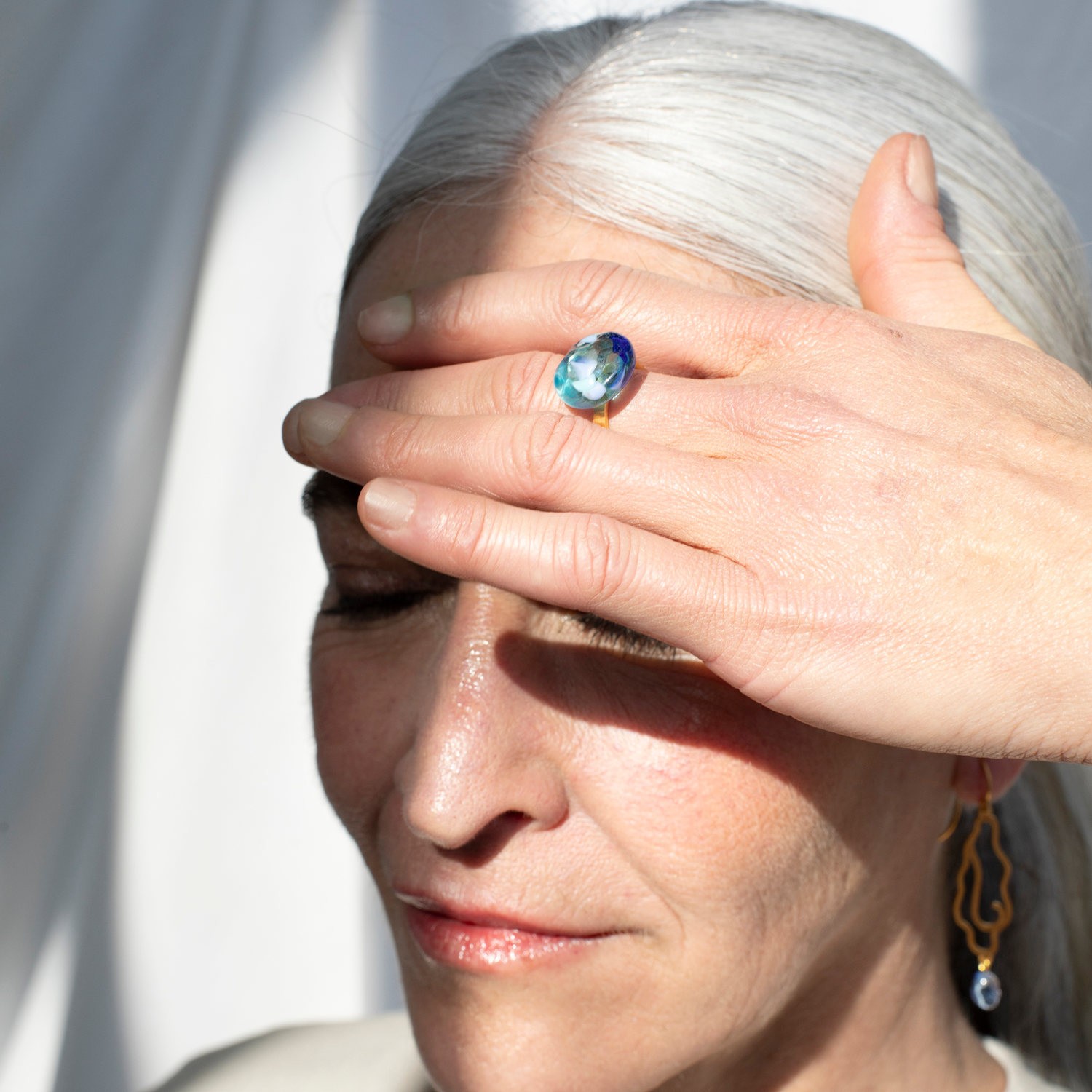 GOLDEN RING GAUDÍ JEWELRY BLUE 1