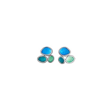 Anillo De Plata 925 Fruits De Joidart - Diseño Artesanal Con Esmalte Al Fuego En Tonos Azules Y Turquesas, Acabado Mate