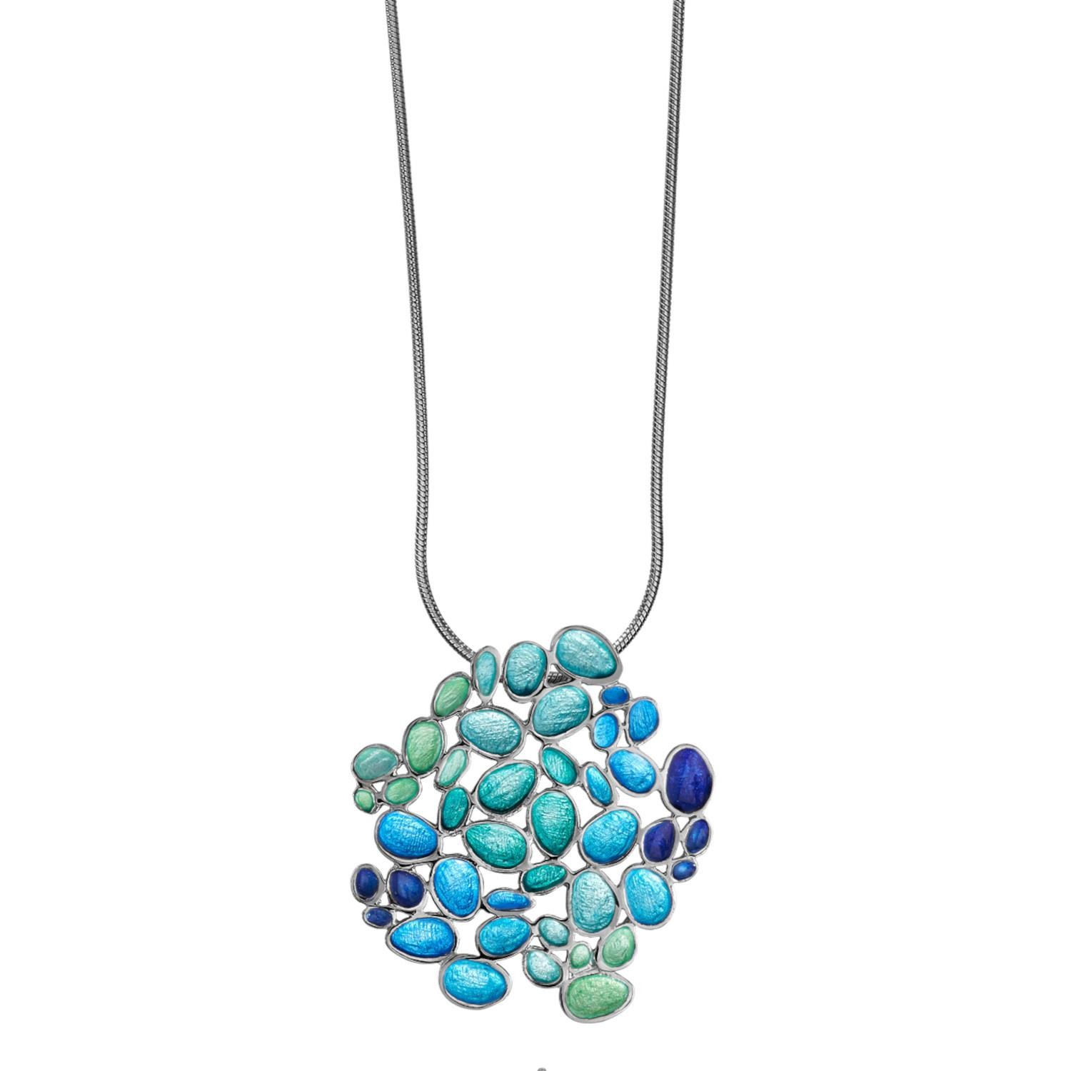 Collar De Mujer Largo (18.5") Con Colgante De Corazón Multicolor Con Peridoto, Aguamarina Y Citrino - Plata Con Baño De Plata