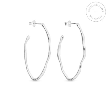MEDIUM SILVER OVAL HOOPS EARRINGS CLARA