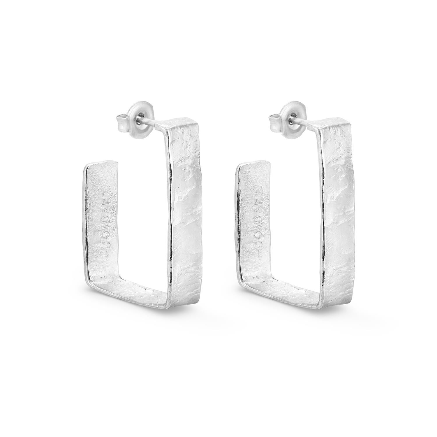 PENDIENTES ANCHOS GRANDES PLATEADOS LIGNIS