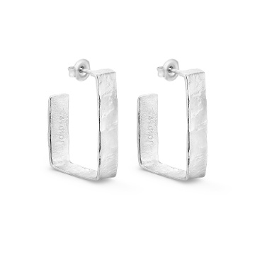BOUCLES D'OREILLES LARGES ET GRANDES ARGENTÉES LIGNIS