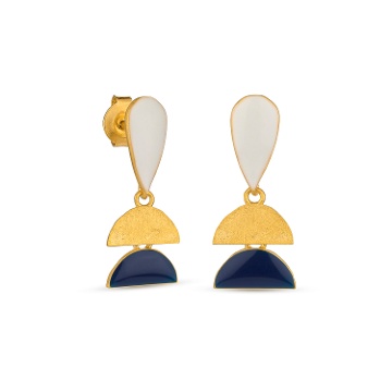 PENDIENTES GOTA BLANCA Y SEMICÍRCULO AZUL SOMNI