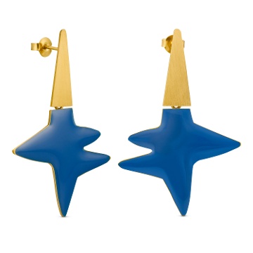 PENDIENTES DORADOS MIRÓ JEWELRY AZULES