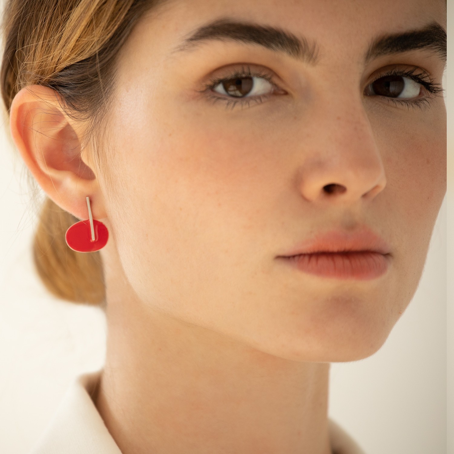 SILVER-PLATED EARRINGS RED MIRÓ JEWELRY 1
