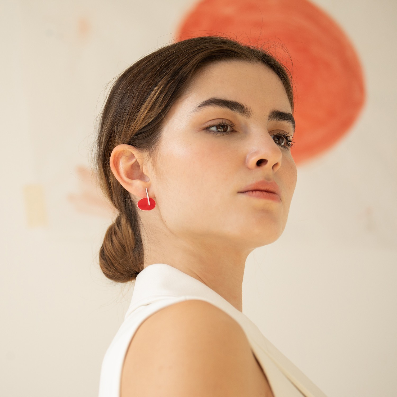 SILVER-PLATED EARRINGS RED MIRÓ JEWELRY 2