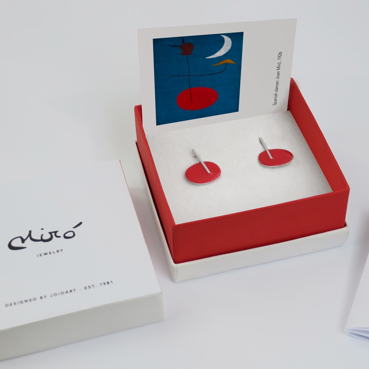 SILVER-PLATED EARRINGS RED MIRÓ JEWELRY 4