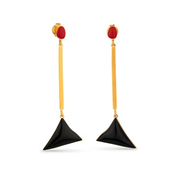 ARRACADES DAURADES MIRÓ JEWELRY TRIANGLES NEGRES