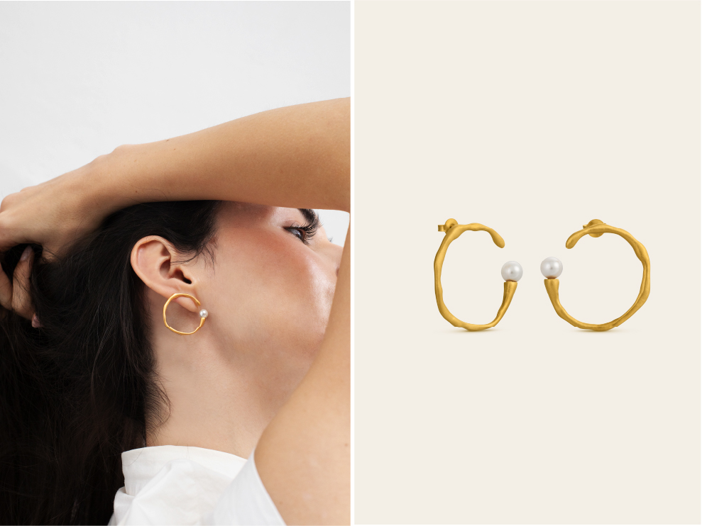 Golden earrings Valentine's Day